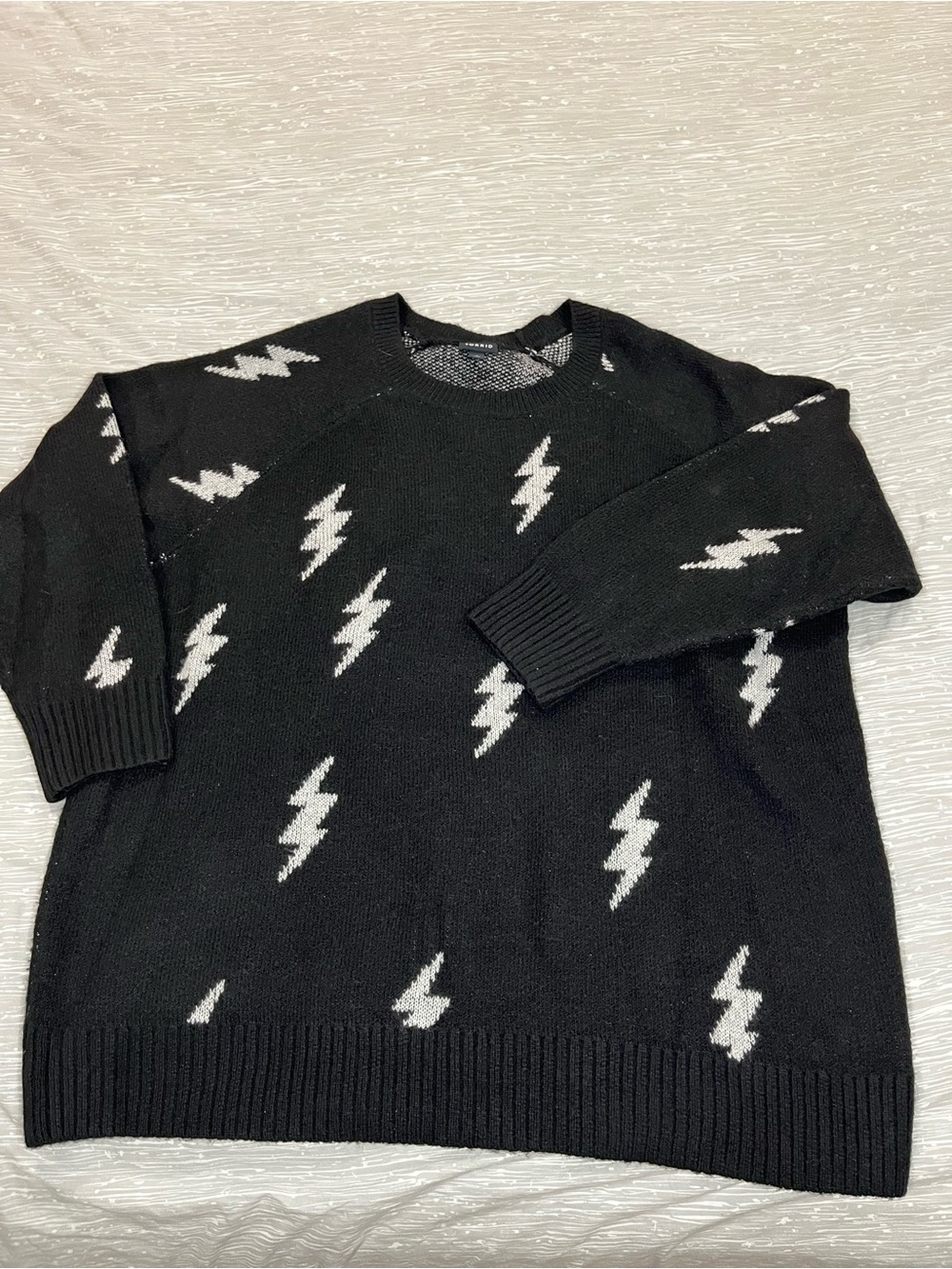 Black Lightning Bolt Crewneck Sweater